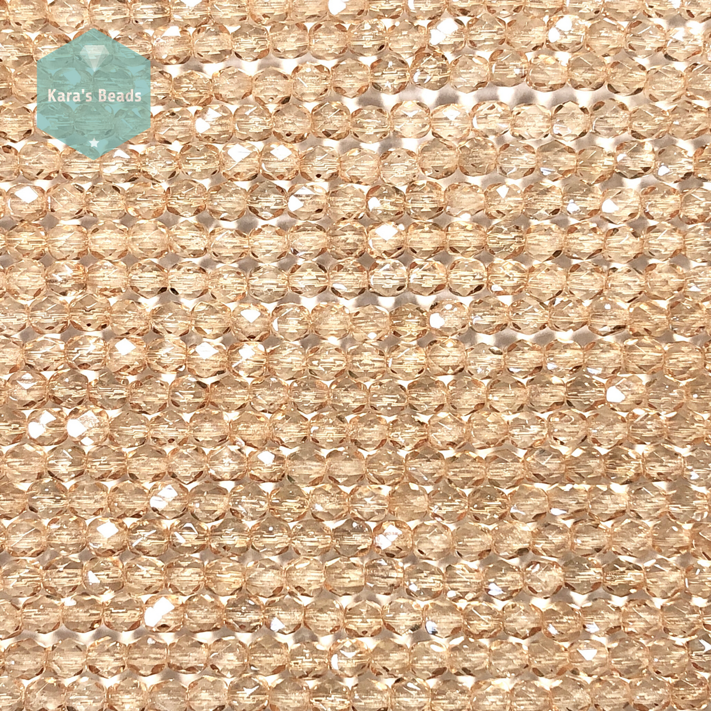 4mm Transparent Champagne Luster Fire Polish Round Beads