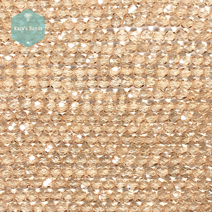 4mm Transparent Champagne Luster Fire Polish Round Beads