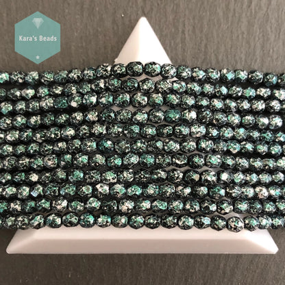 300pcs Tube 4mm Fire Polish Round Beads Tweedy Green