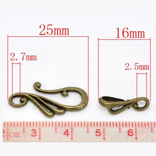 Bronze Hook & Eye Clasp 1 pc
