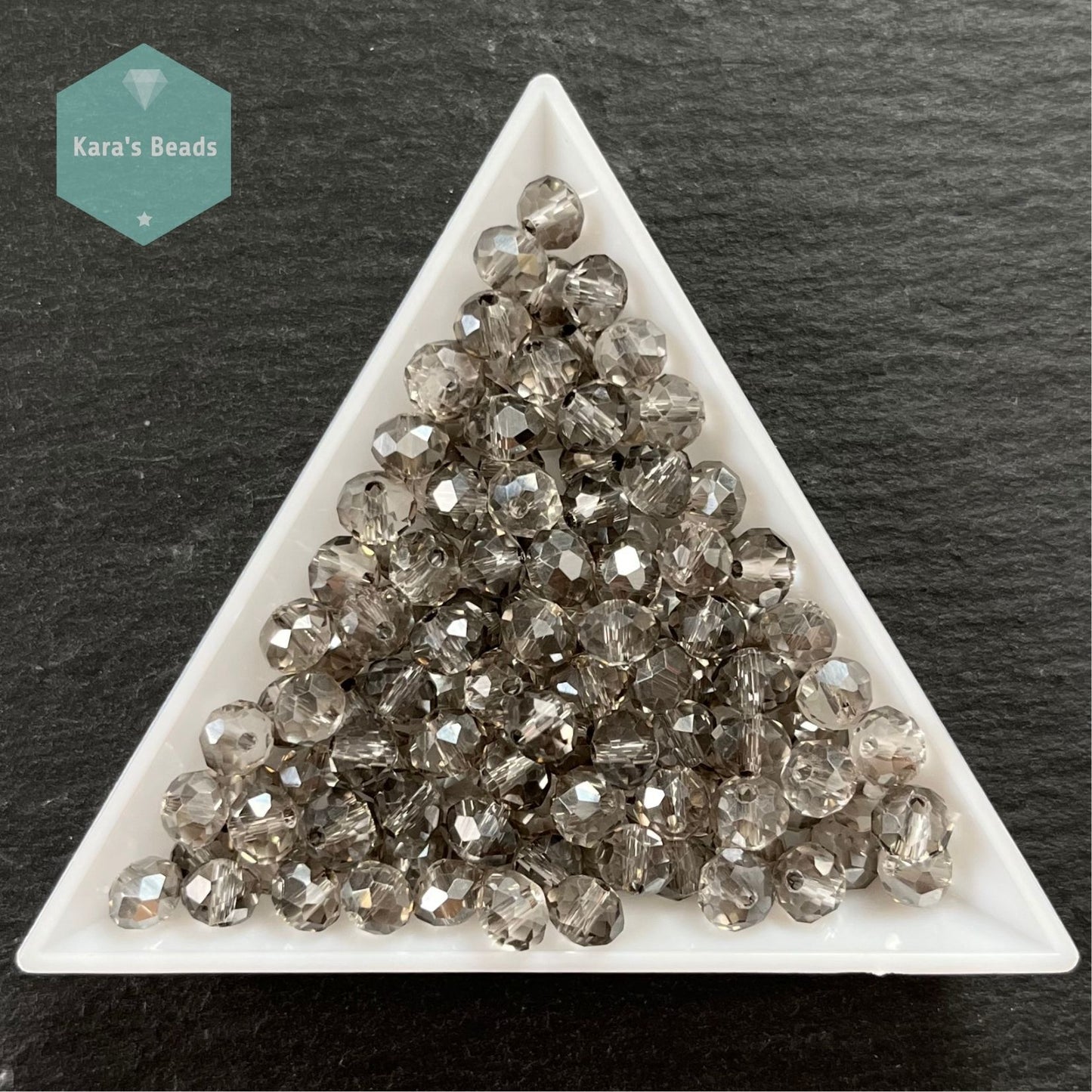 120pcs Tube 4x6 mm Grey Luster Rondelle Beads