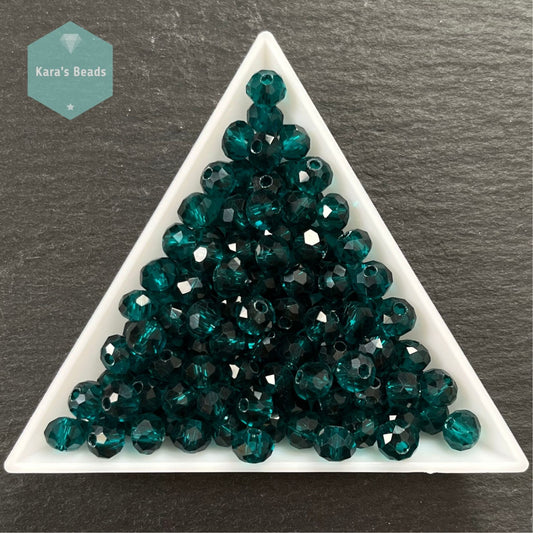 120pcs Tube 4x6 mm Transparent Teal Rondelle Beads
