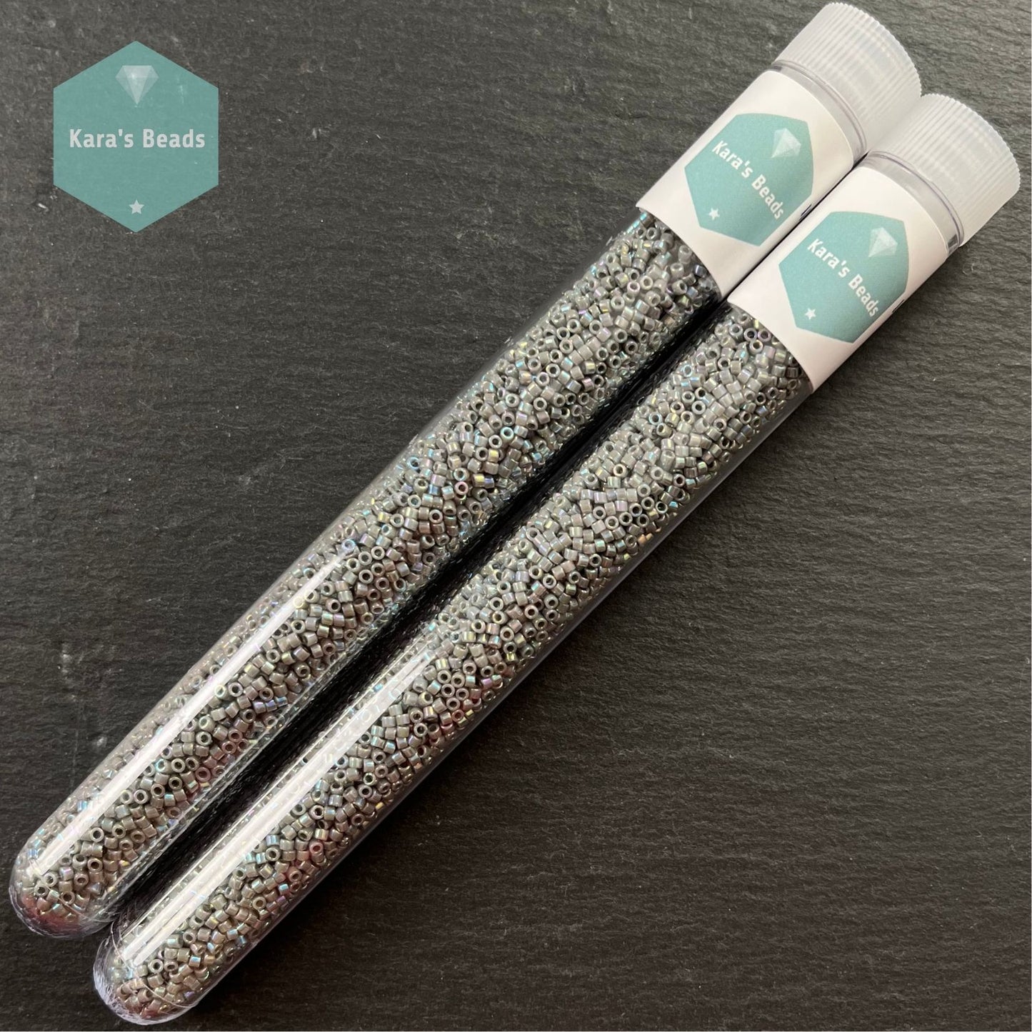 22g Tube 11/0 Miyuki Delica DB0168 Opaque Grey AB