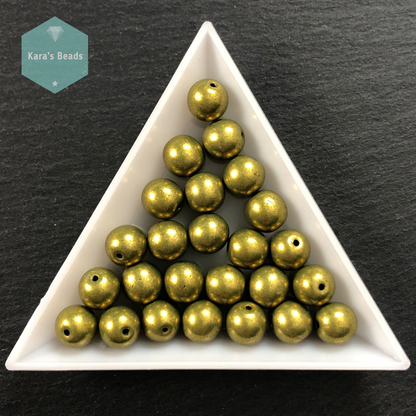 25pcs Tube 8mm Saturated Metallic Meadowlark Druk Round Beads