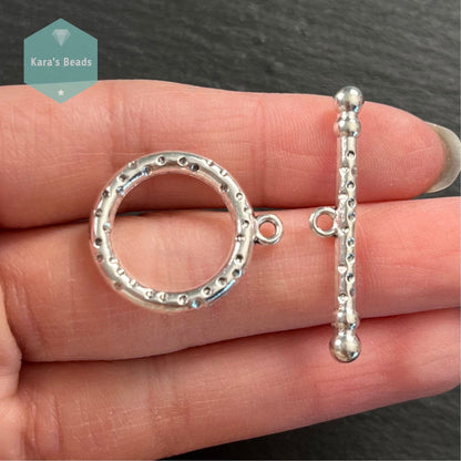 Silver Spotted Toggle Clasp 1 pc