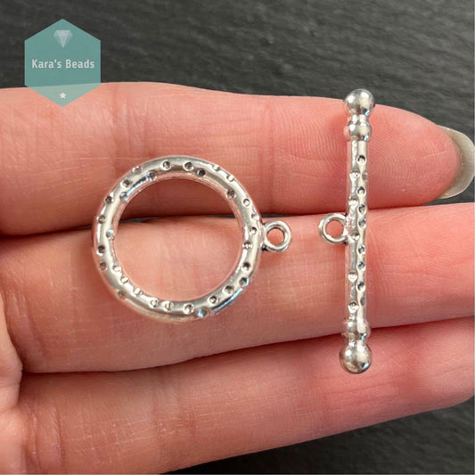 Silver Spotted Toggle Clasp 1 pc