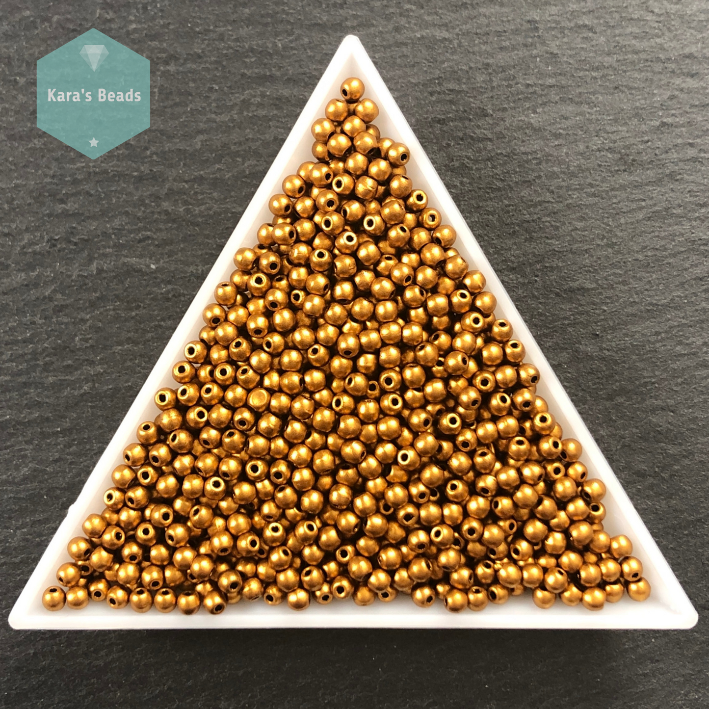 1200pcs Tube 2mm Matte Metallic Antique Gold Druk Round Beads