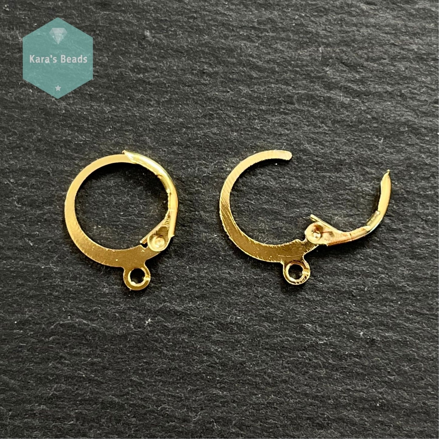 Lever back Round Earring Findings Stainless Steel Gold 1 pair