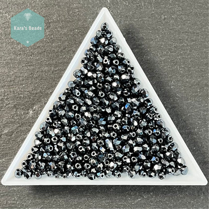 700pcs Tube 3mm Fire Polish 23980 Jet Hematite