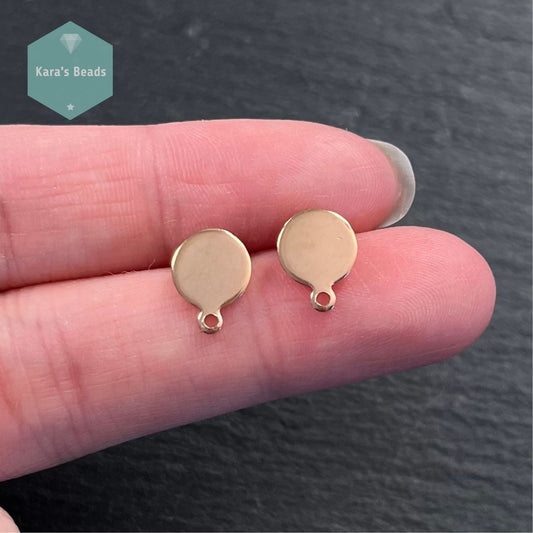 8mm Stainless Steel Round Earring Stud Posts Rose Gold 1 pair