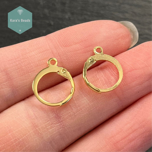 Lever back Round Earring Findings Stainless Steel Gold 1 pair