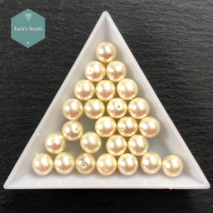 25pcs Tube 8mm Pearl Coated Ivory Druk Round Beads