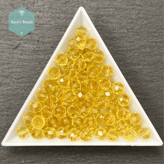 100pcs Tube 4x6 mm Transparent Gold Rondelle Beads