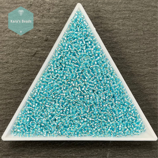 25g Tube 15/0 Miyuki Seed Beads RR15-0018 Silver Lined Aqua