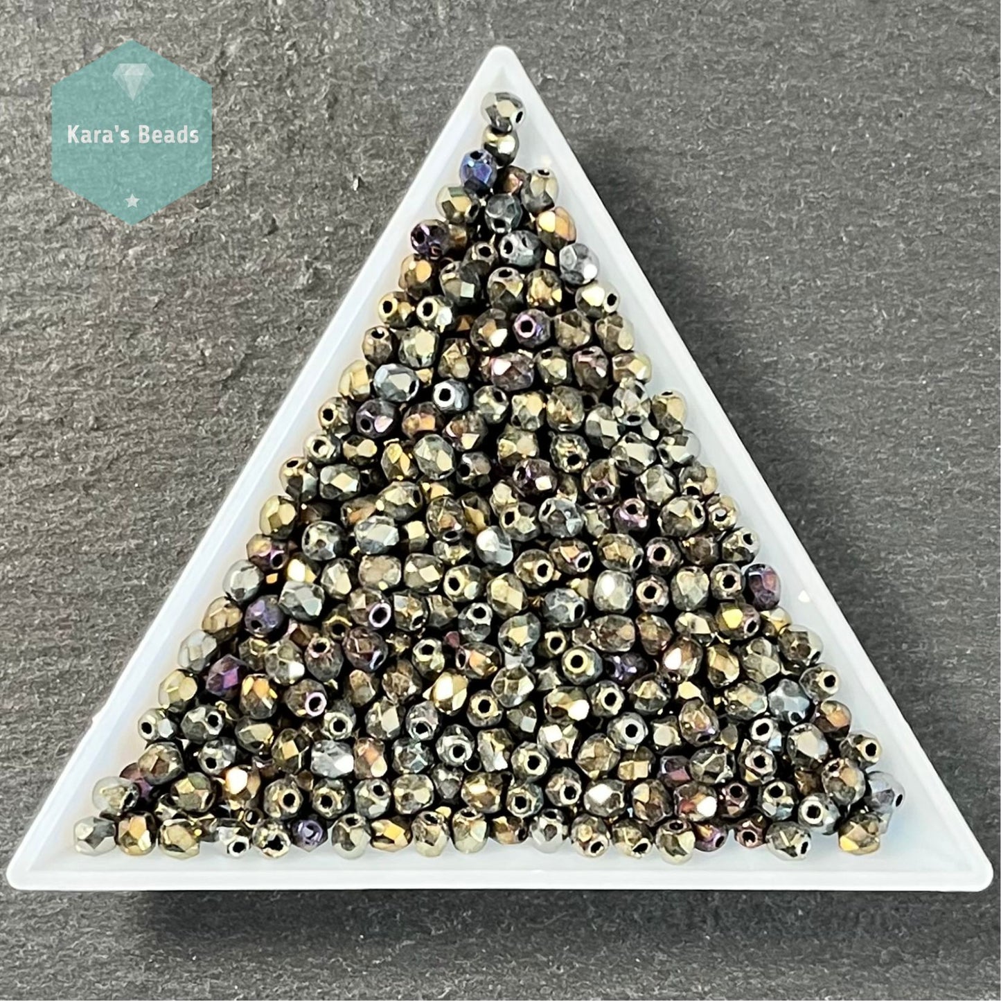 700pcs Tube 3mm Fire Polish Round Beads Iris Brown