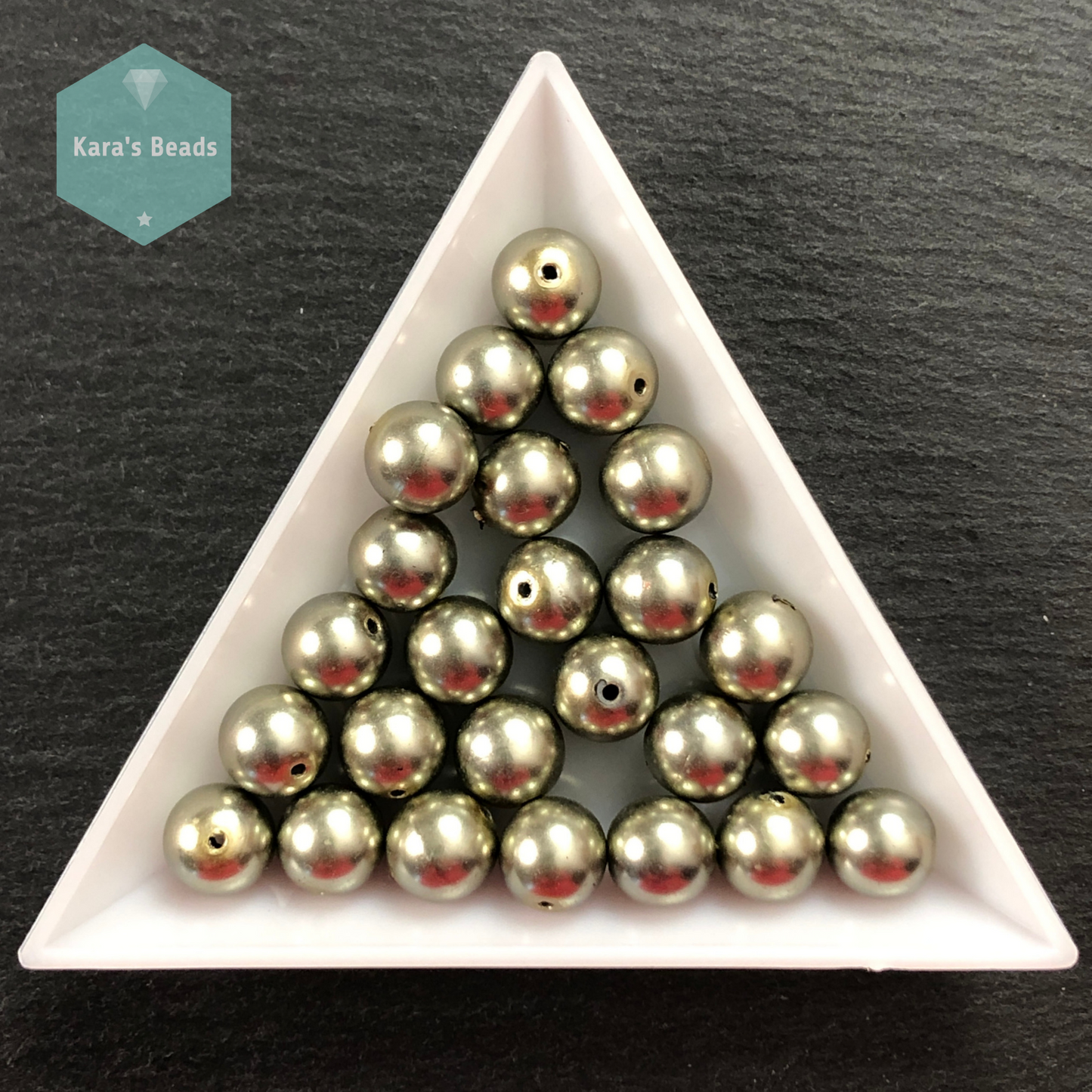 25pcs Tube 8mm Pearl Coated Green Alabaster Druk Round Beads