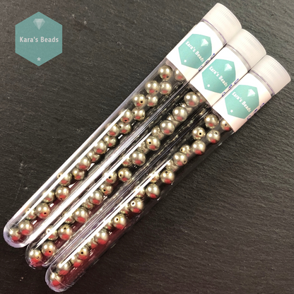 25pcs Tube 8mm Pearl Coated Green Alabaster Druk Round Beads