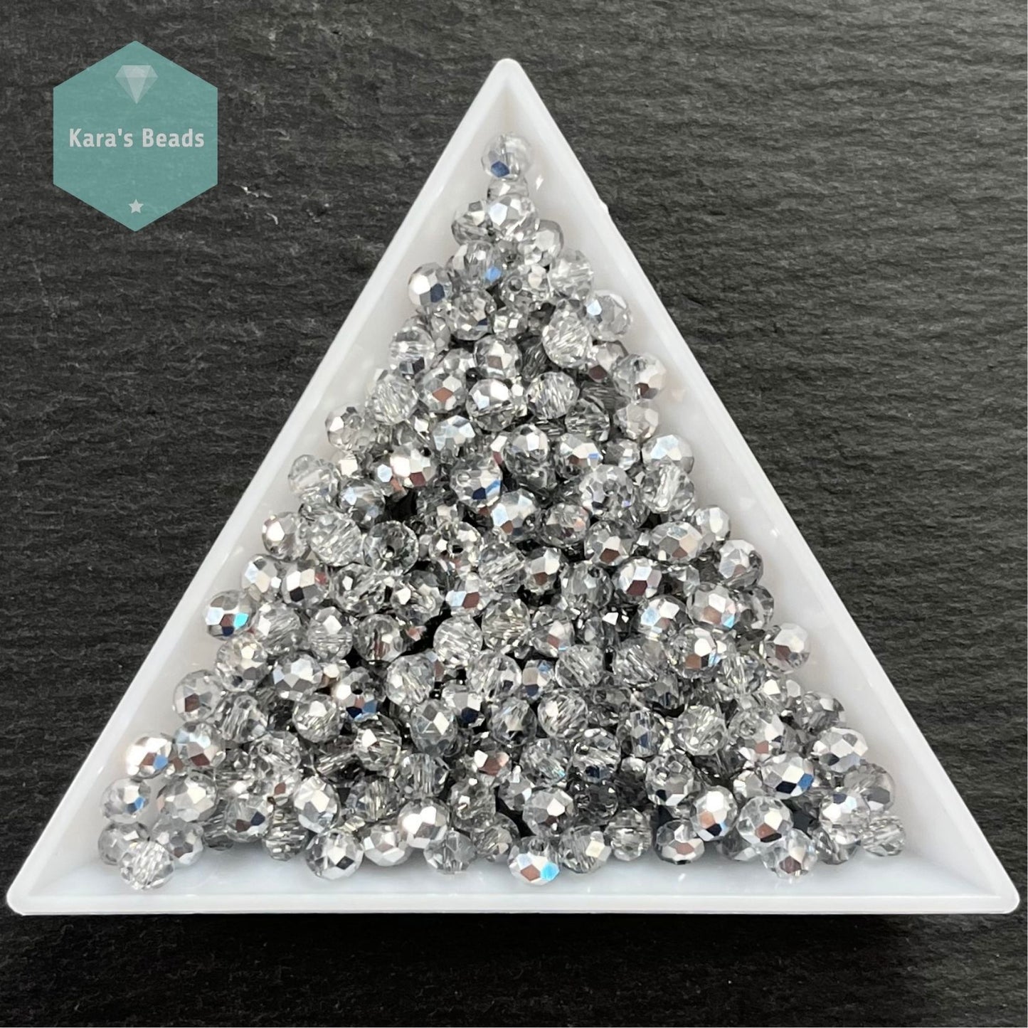 300pcs Tube 3x4mm Half Silver Plated Crystal Rondelle Beads