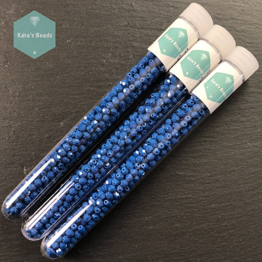 300pcs Tube 4mm Fire Polish 33200 Opaque Blue