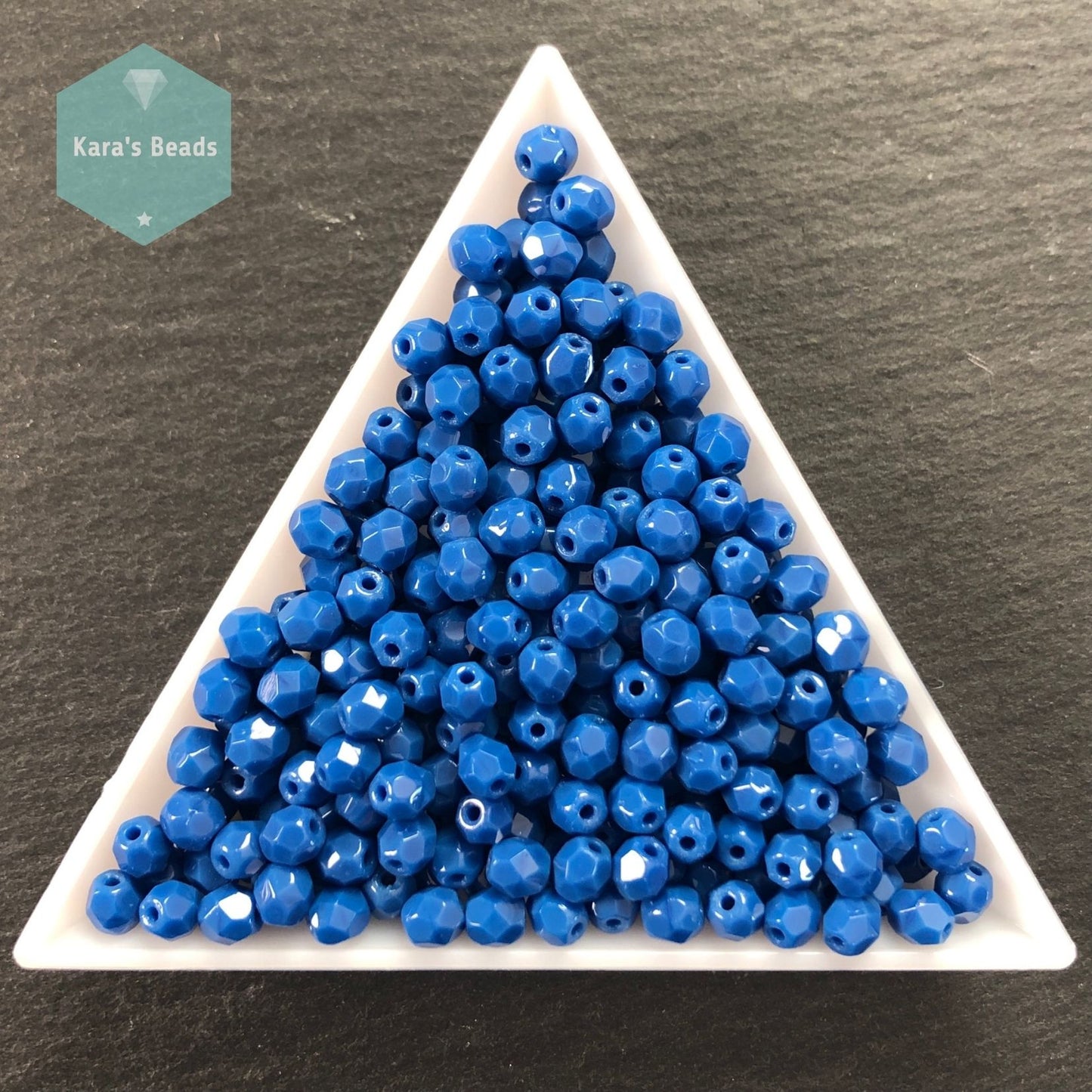 300pcs Tube 4mm Fire Polish 33200 Opaque Blue