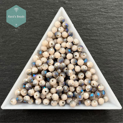 300pcs Tube 3x4mm Blue Plated Tan Rondelle Beads