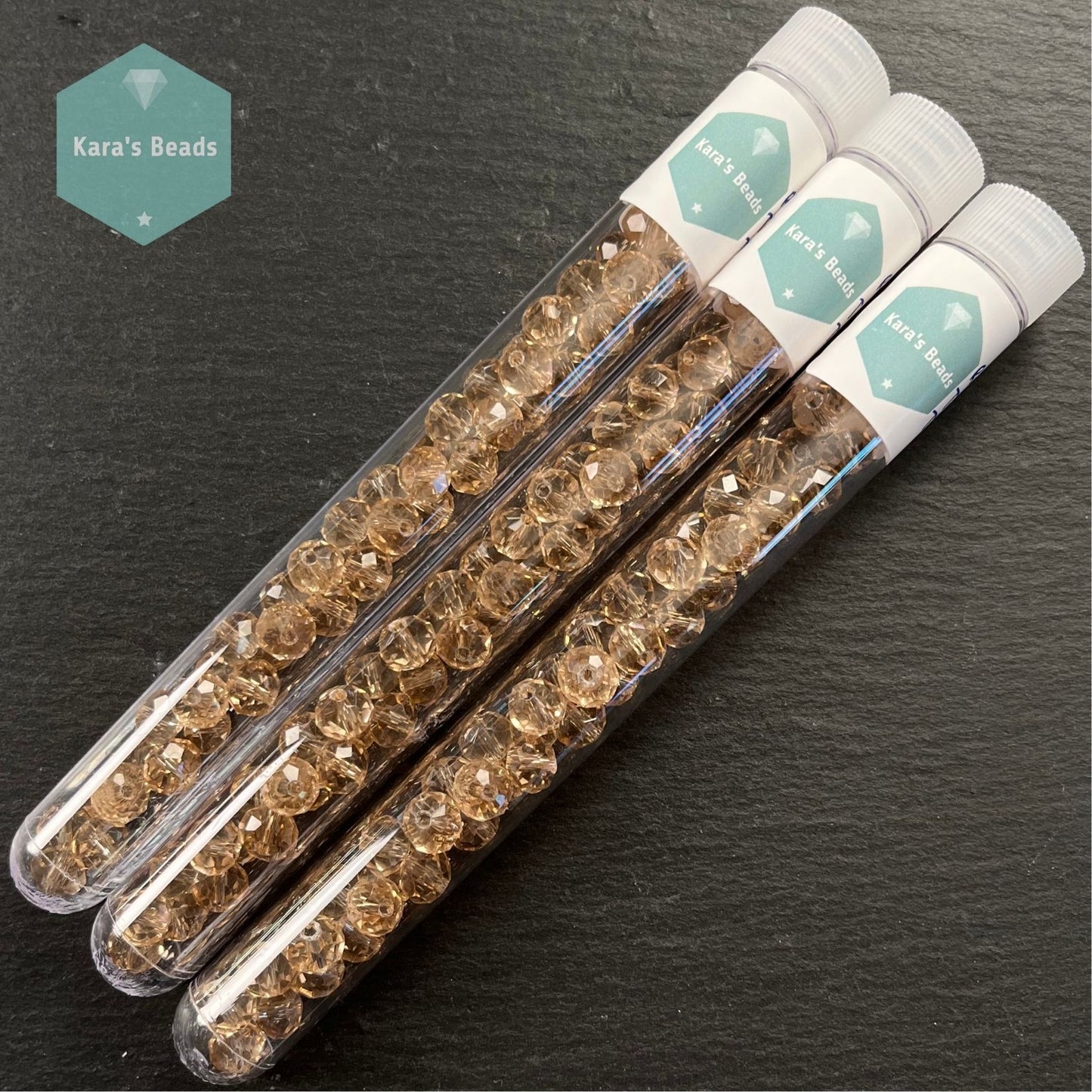 50pcs Tube 6x8 mm Rondelle Beads Transparent Tan