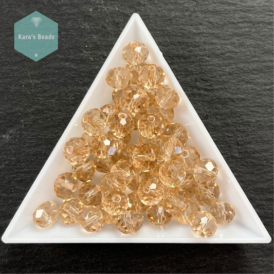 50pcs Tube 6x8 mm Rondelle Beads Transparent Tan