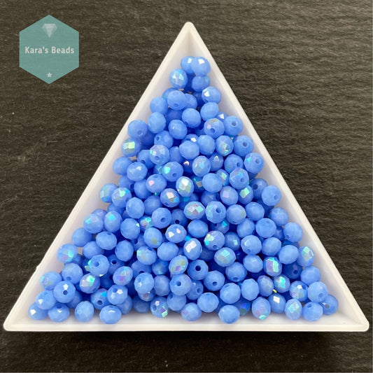 300pcs Tube 3x4mm Half AB Coat Periwinkle Rondelle Beads