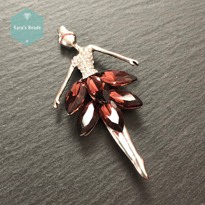 Ballerina Pendant Silver with Bordo Crystals 1 pc