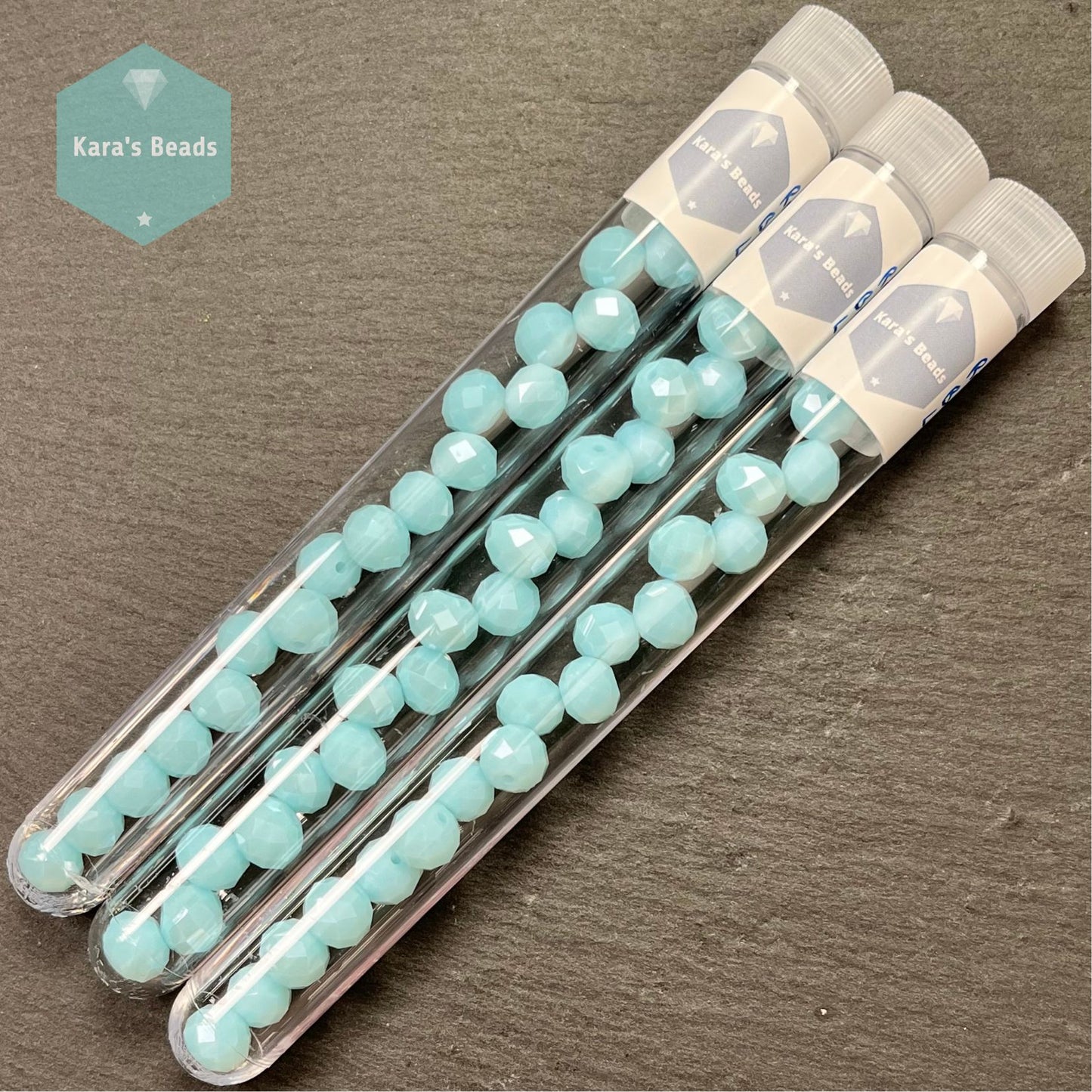 19pcs Tube 8x10 mm Rondelle Beads Baby Blue Lustre