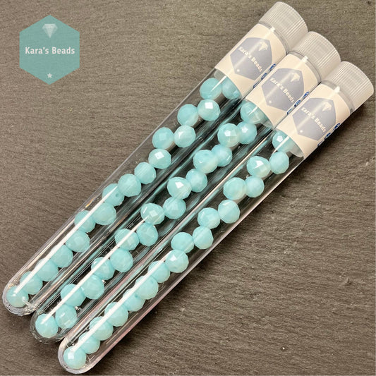 19pcs Tube 8x10 mm Rondelle Beads Baby Blue Lustre