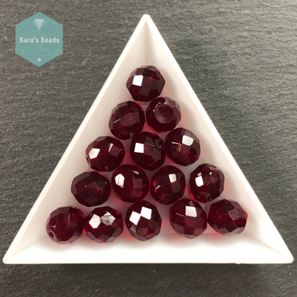 15pcs Tube 10mm Garnet Fire Polish Round Beads