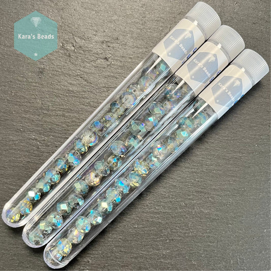 19pcs Tube 8x10 mm Rondelle Beads Blue Vitrail