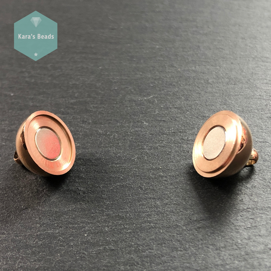 14 mm Rose Gold Stainless Steel Round Strong Magnetic Clasp 1 pc