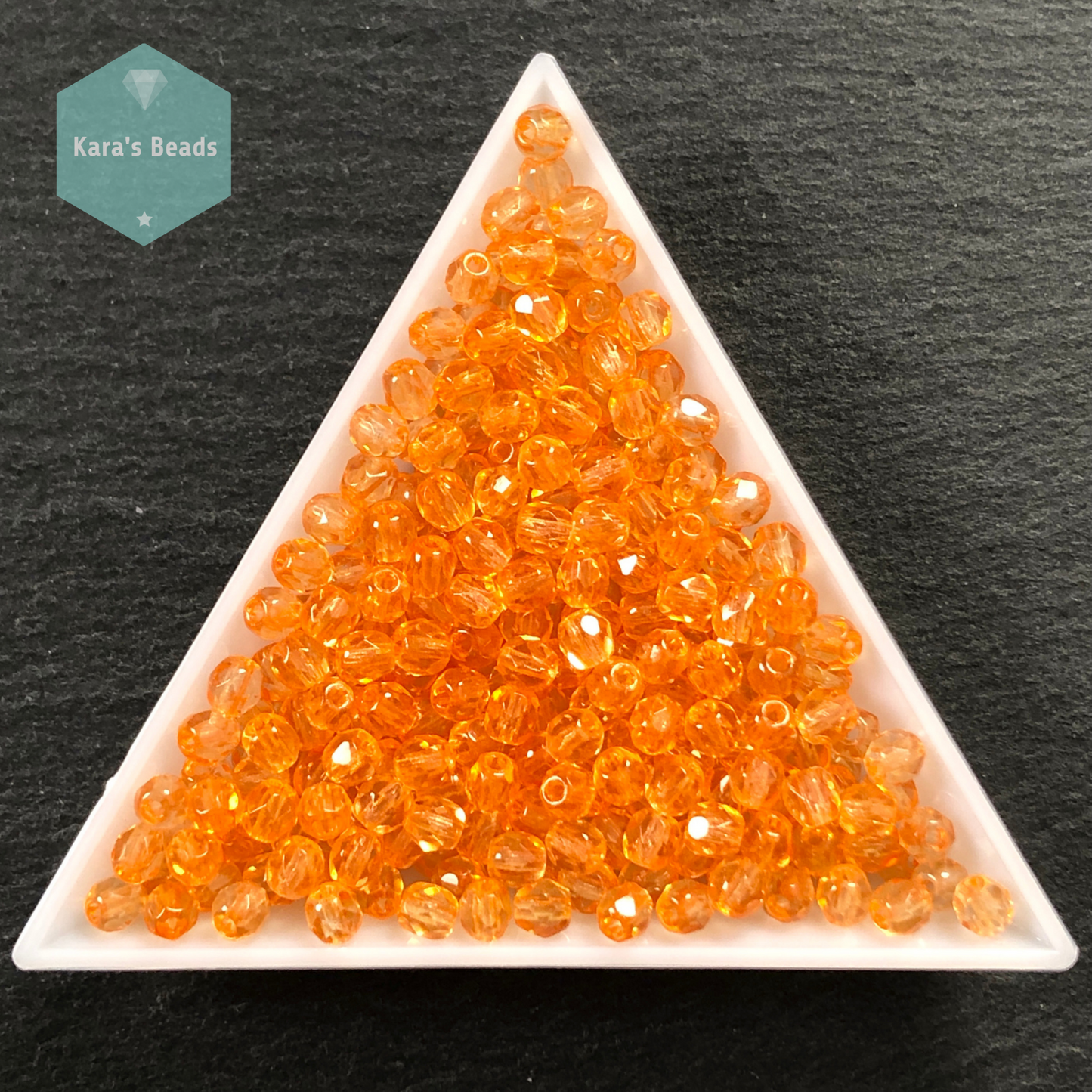 300pcs Tube 4mm Fire Polish Round Beads Apricot