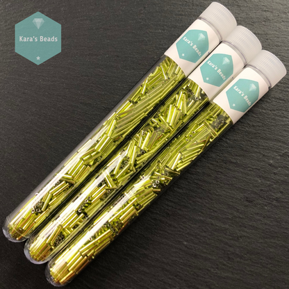 18g Tube 9mm Toho Bugles TB3-24 Silver Lined Lime Green