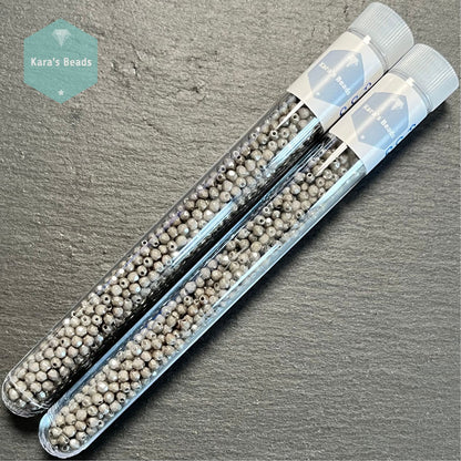 700pcs Tube 3mm Fire Polish Round Beads Chalk White Grey Luster