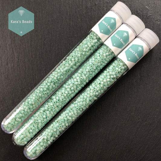 25g Tube 8/0 Toho TR8-2118 Silver Lined Milky Light Peridot