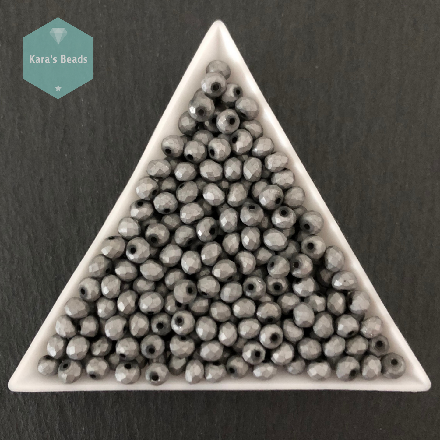 340 pcs Tube 3x4 mm Metallic Grey Rondelle Beads