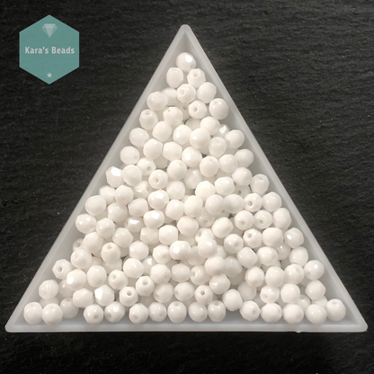 300pcs Tube 4mm Fire Polish 03000 Chalk White