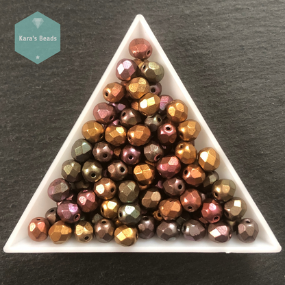 90pcs Tube 6mm Fire Polish Violet Rainbow