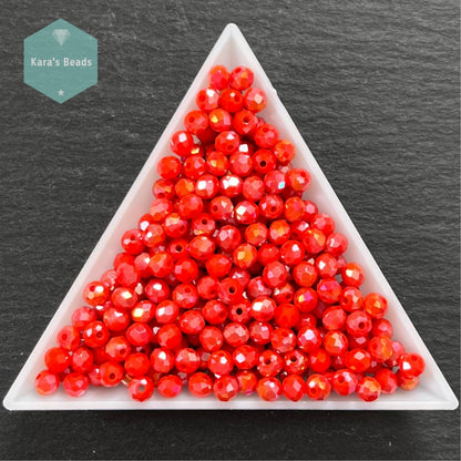 300pcs Tube 3x4mm Red AB Rondelle Beads