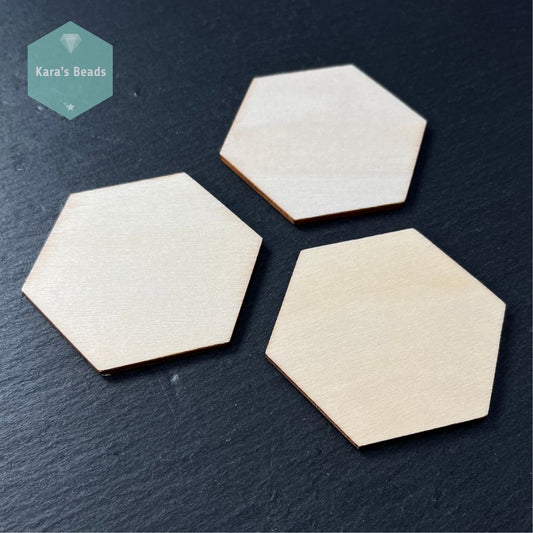 60mm Wooden Hexagon Shape 1 pc
