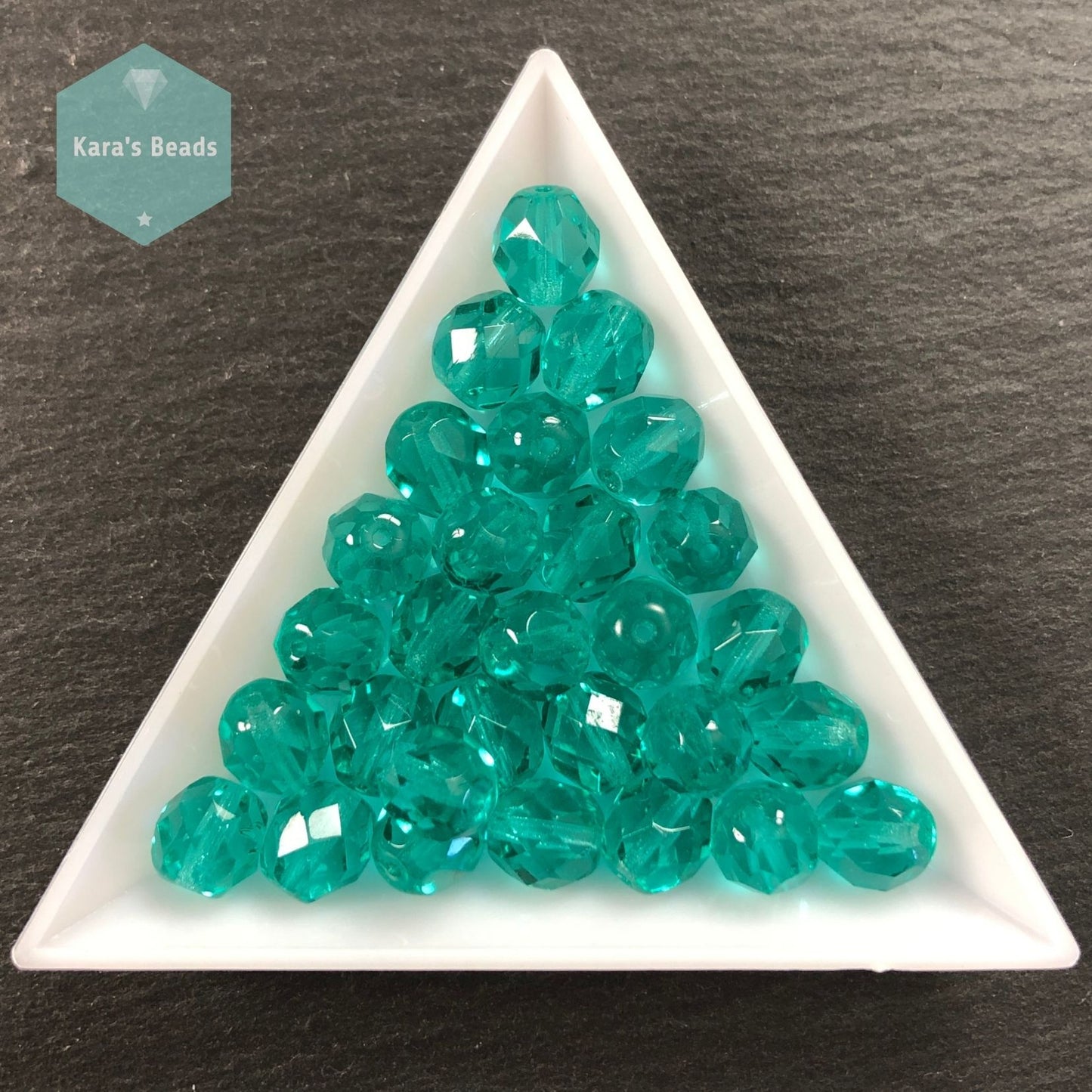 29pcs Tube 8mm Teal Fire Polish Round Beads