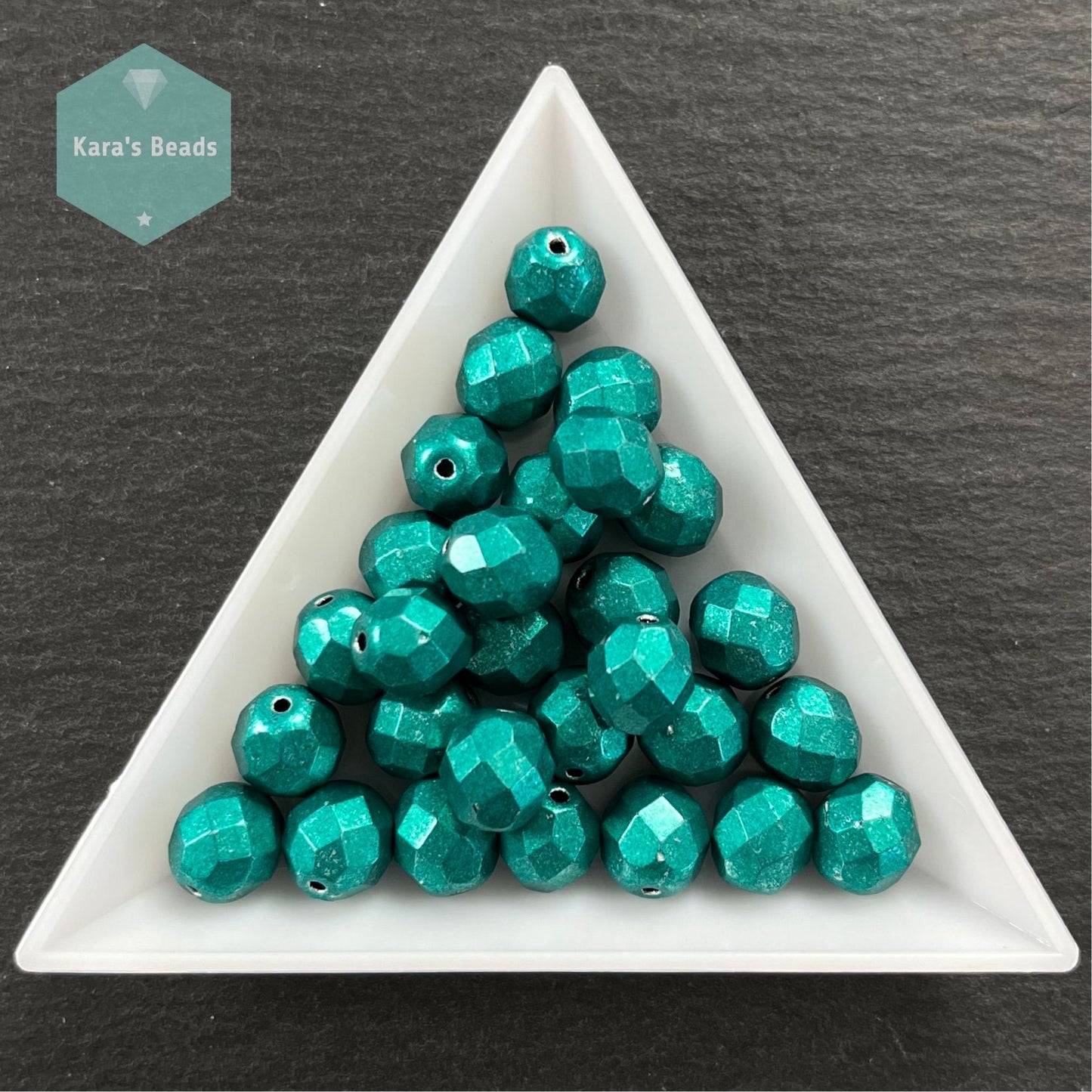 28pcs Tube 8mm Saturated Metallic Arcadia Fire Polish Round Beads