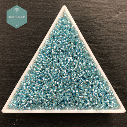 22g Tube 11/0 Miyuki Delica DB044 Silver Lined Aqua