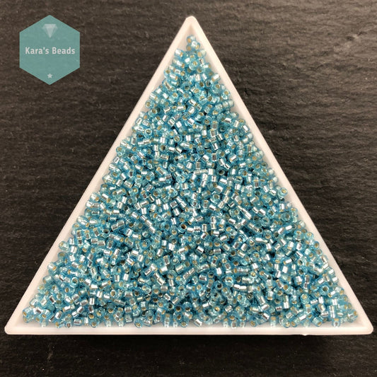 22g Tube 11/0 Miyuki Delica DB044 Silver Lined Aqua