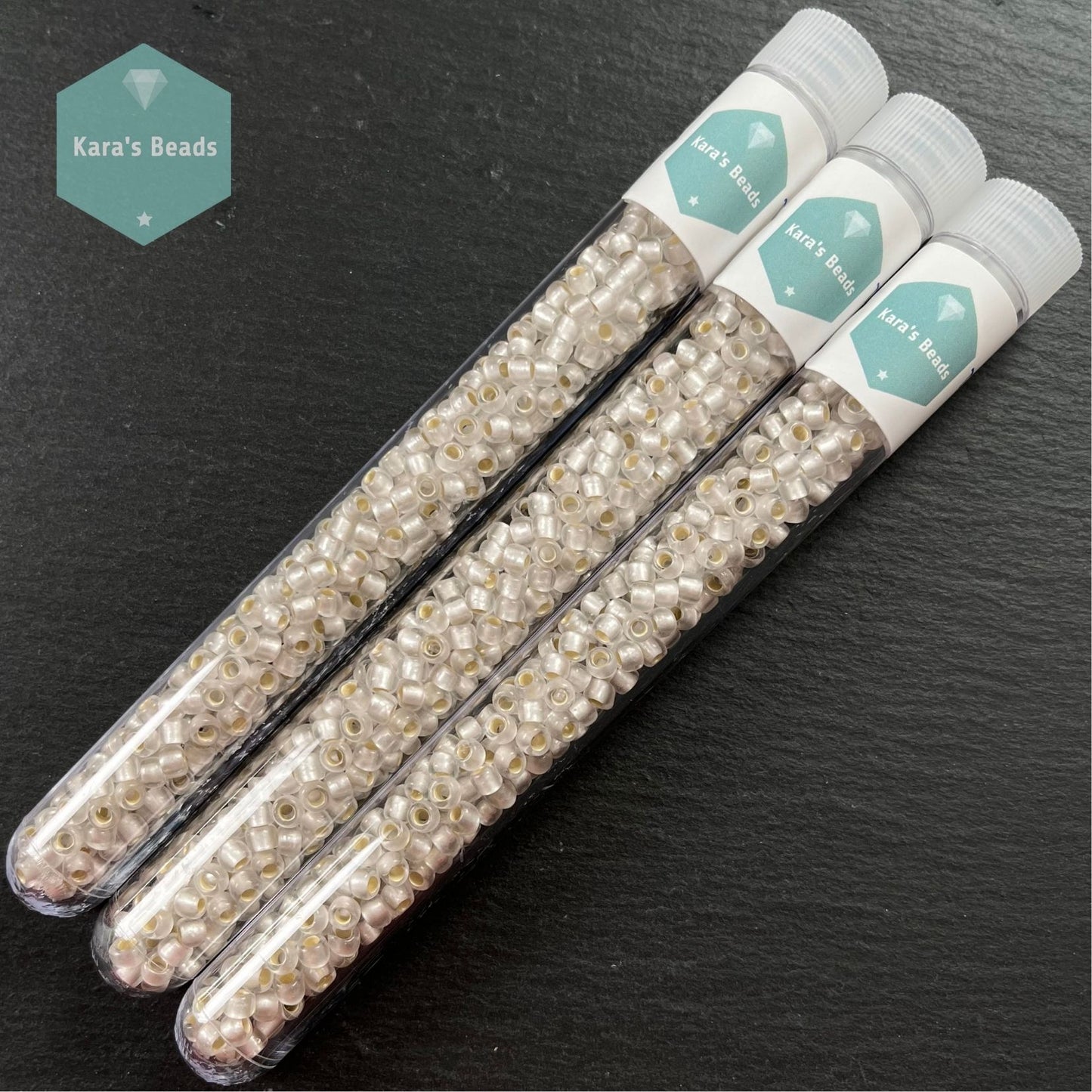 23g Tube 6/0 Toho TR6-21F Silver Lined Frosted Crystal