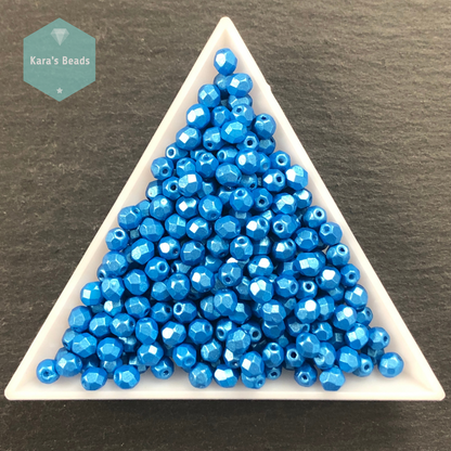 300pcs Tube 4mm Fire Polish 24009AL Pearl Shine Azuro