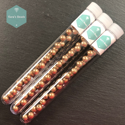 25pcs Tube 8mm Saturated Metallic Ceylon Yellow Druk Round Beads